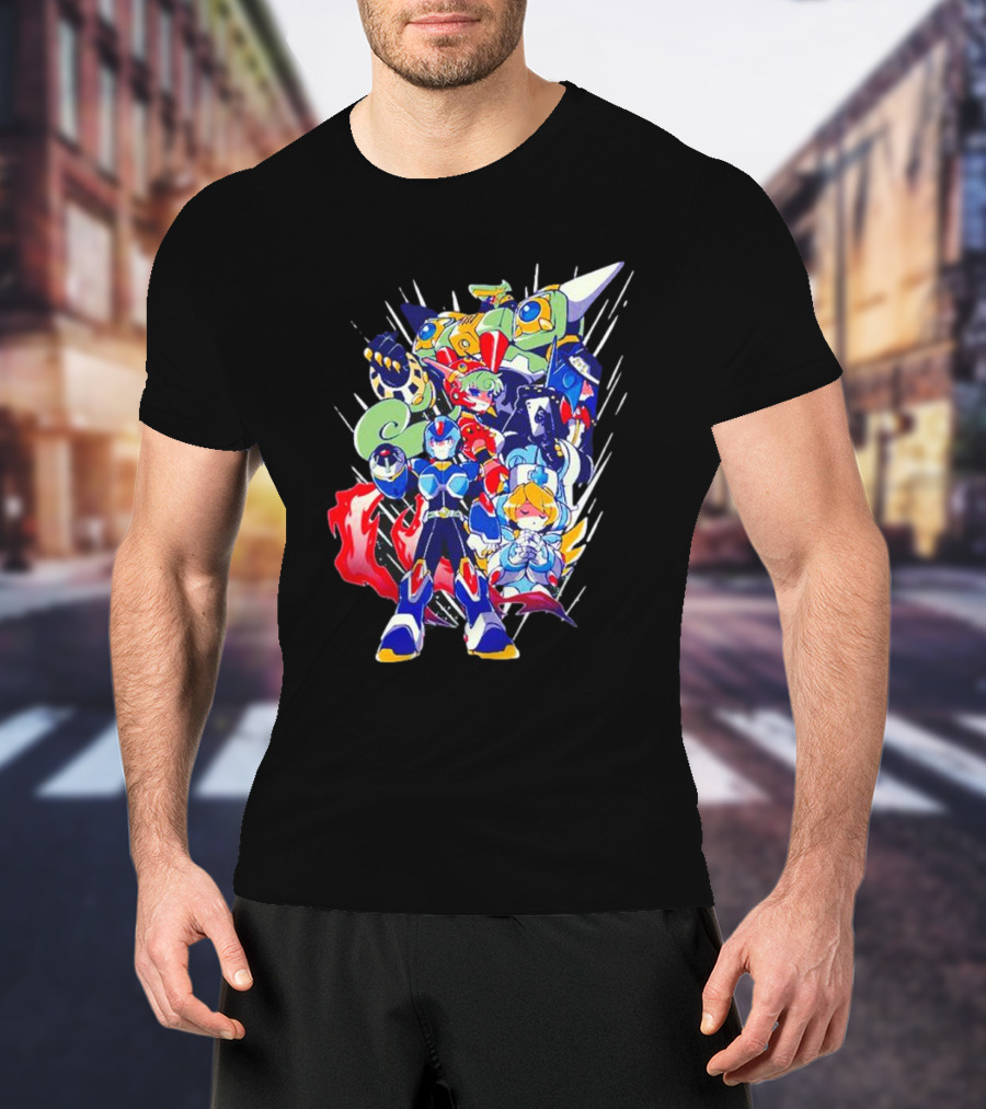 Mega Man New Armor X Characters And Robot Ensemble T-Shirt