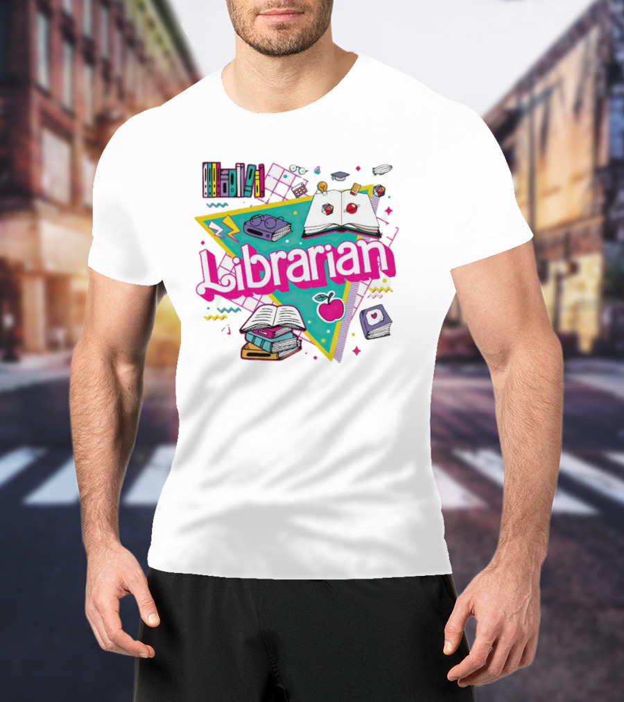 Librarian Books Apple Glasses Open Book T-Shirt