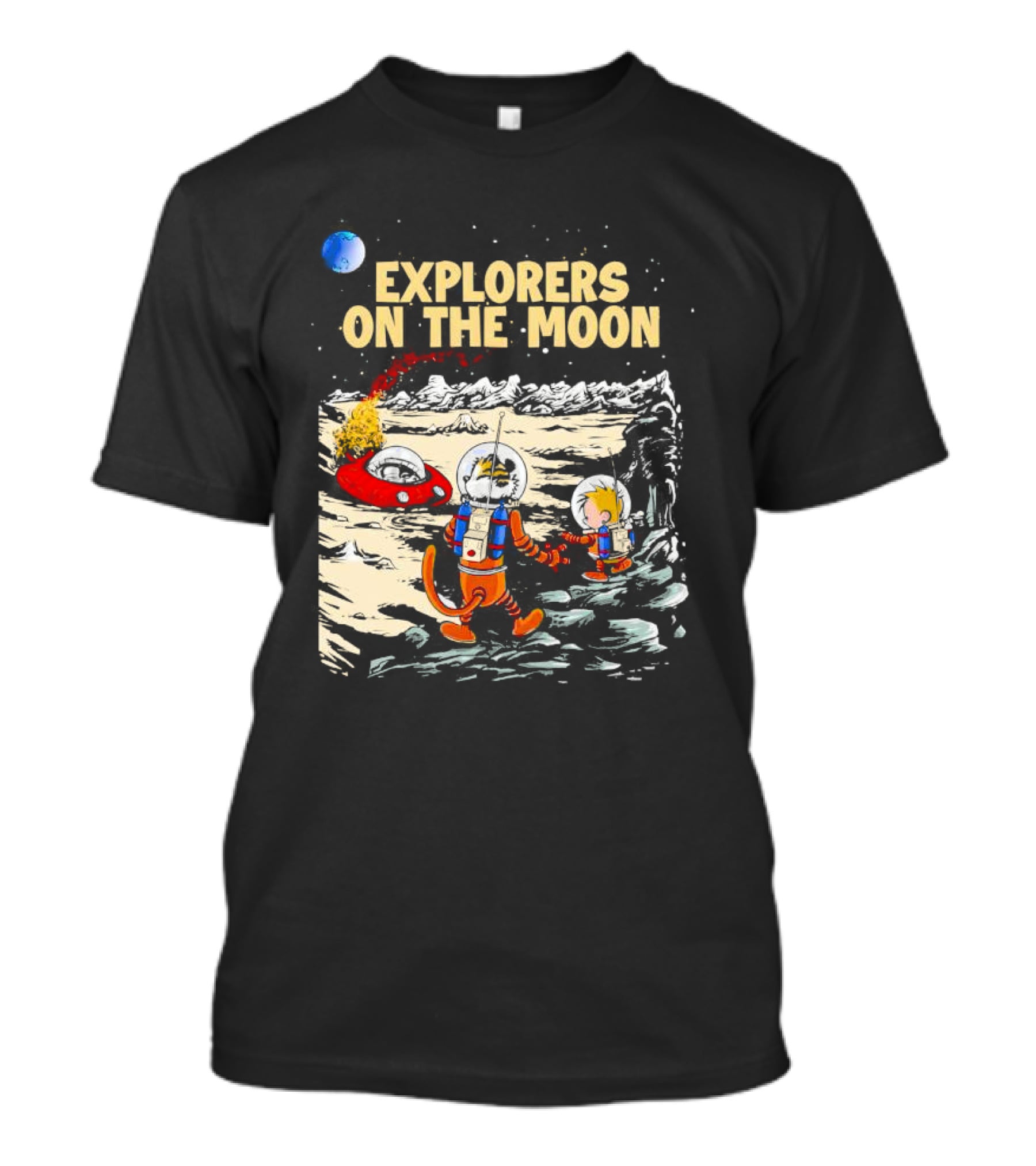 Explorers On The Moon Calvin And Hobbes Lunar Adventure T-Shirt