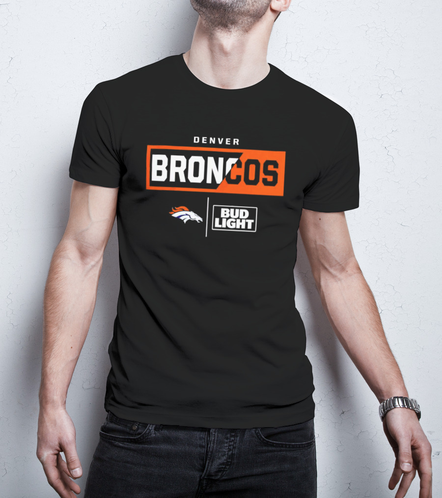 Denver Broncos Bud Light NFL Logo Collaboration T-Shirt