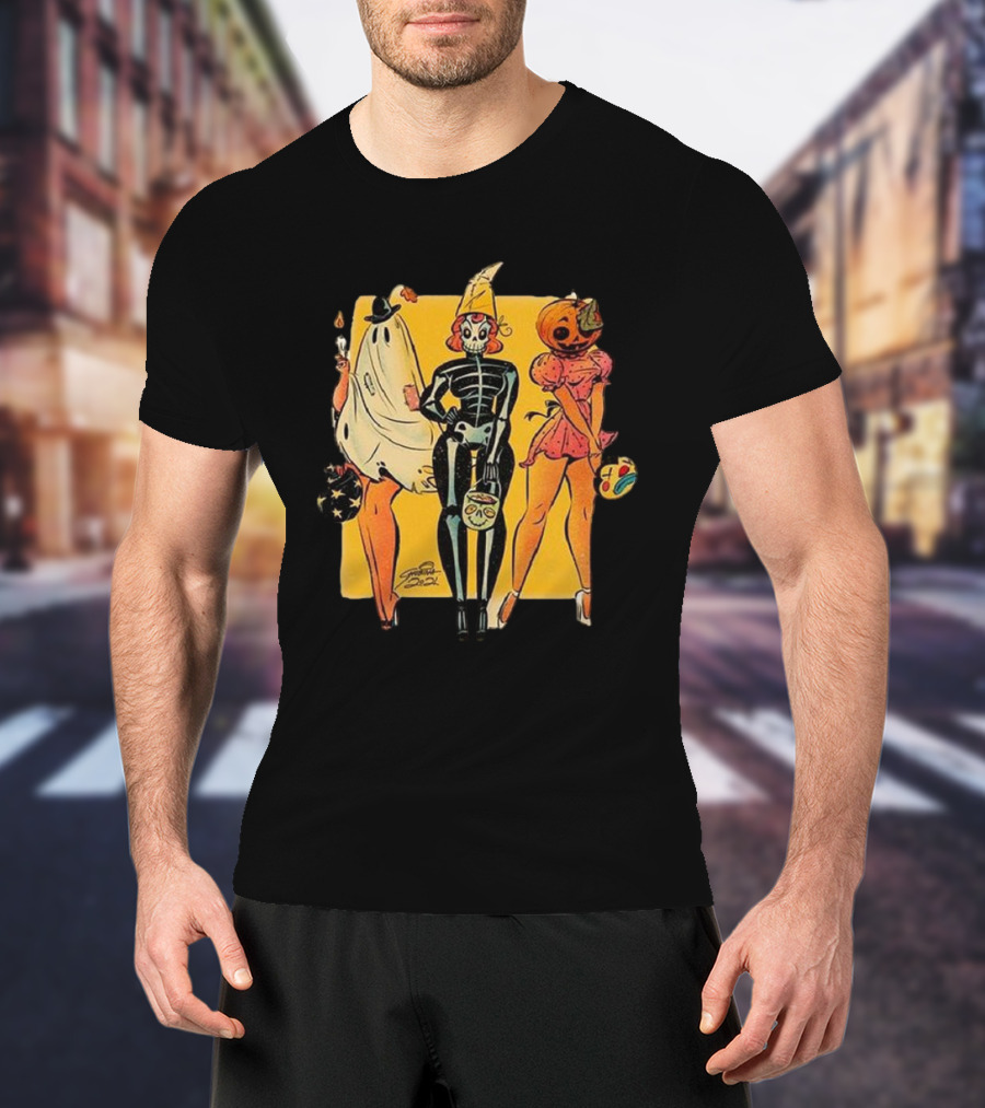Halloween Scary Women Ghost Skeleton Pumpkin Fashion T-Shirt