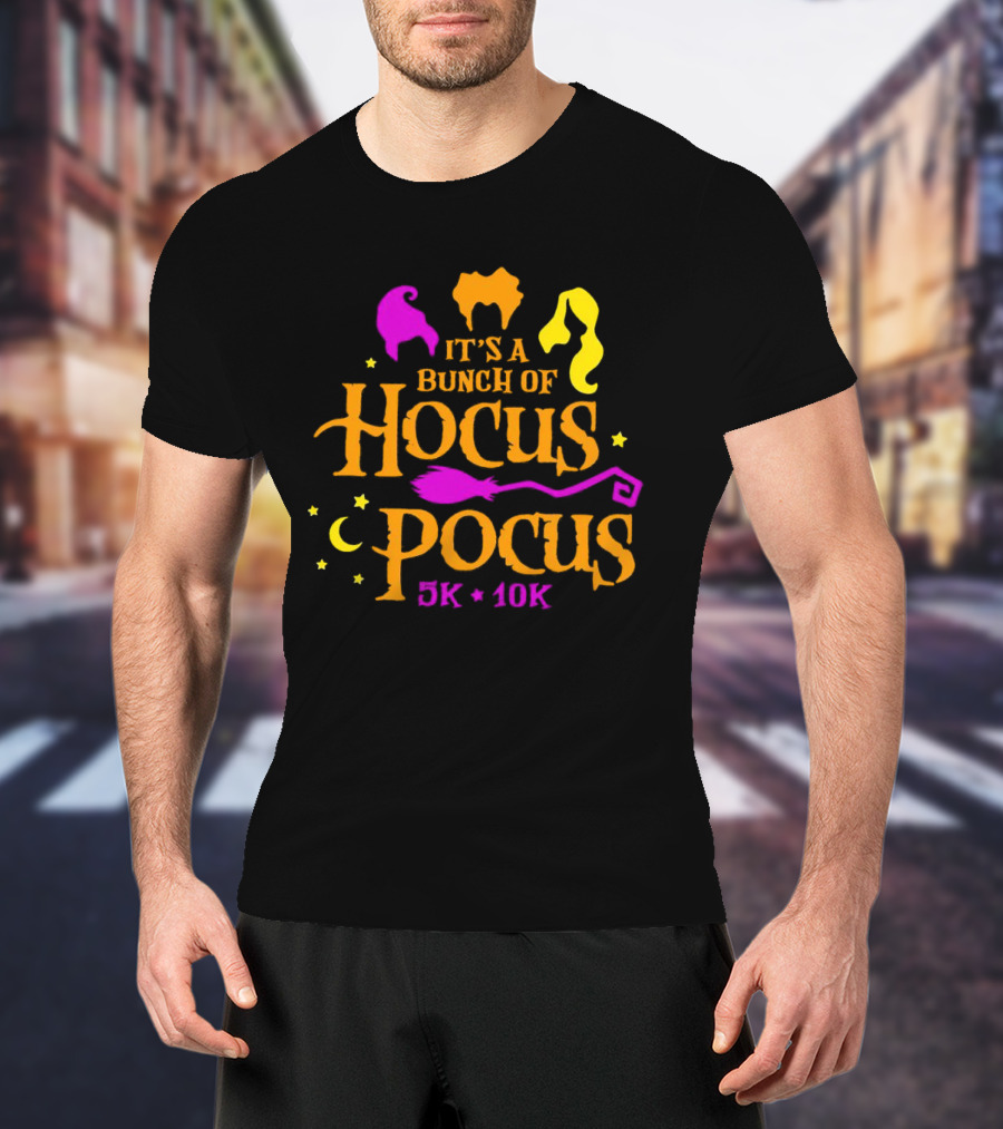 It's A Bunch Of Hocus Pocus 5k 10k Halloween Icons With Witch T-Shirt