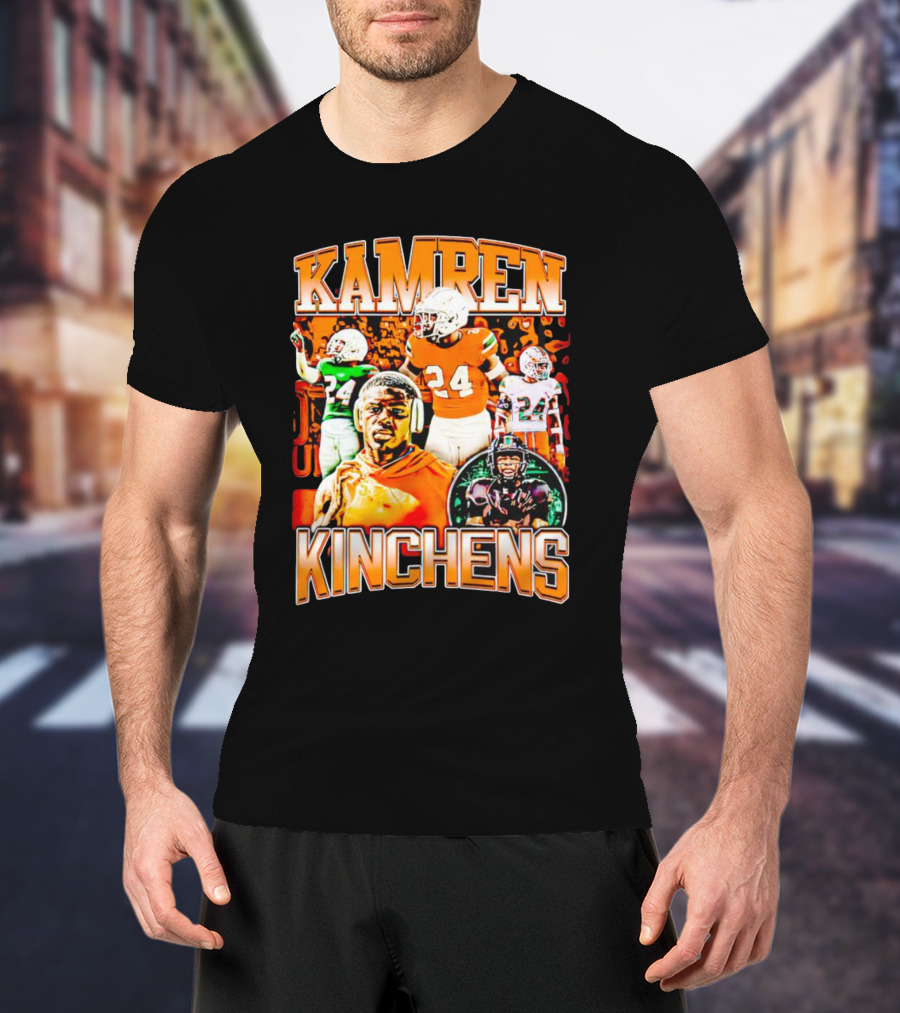 Kamren Kinchens Miami Hurricanes Vintage 24 Football Image T-Shirt