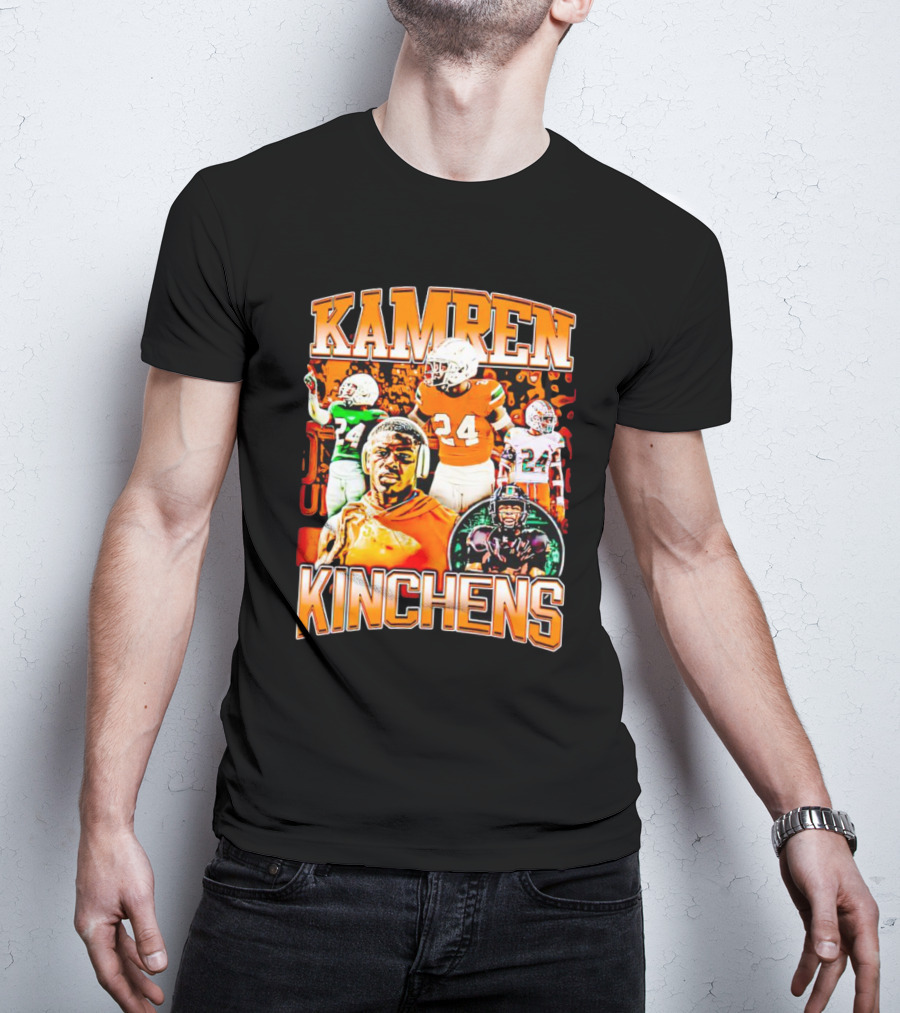 Kamren Kinchens Miami Hurricanes Vintage 24 Football Image T-Shirt