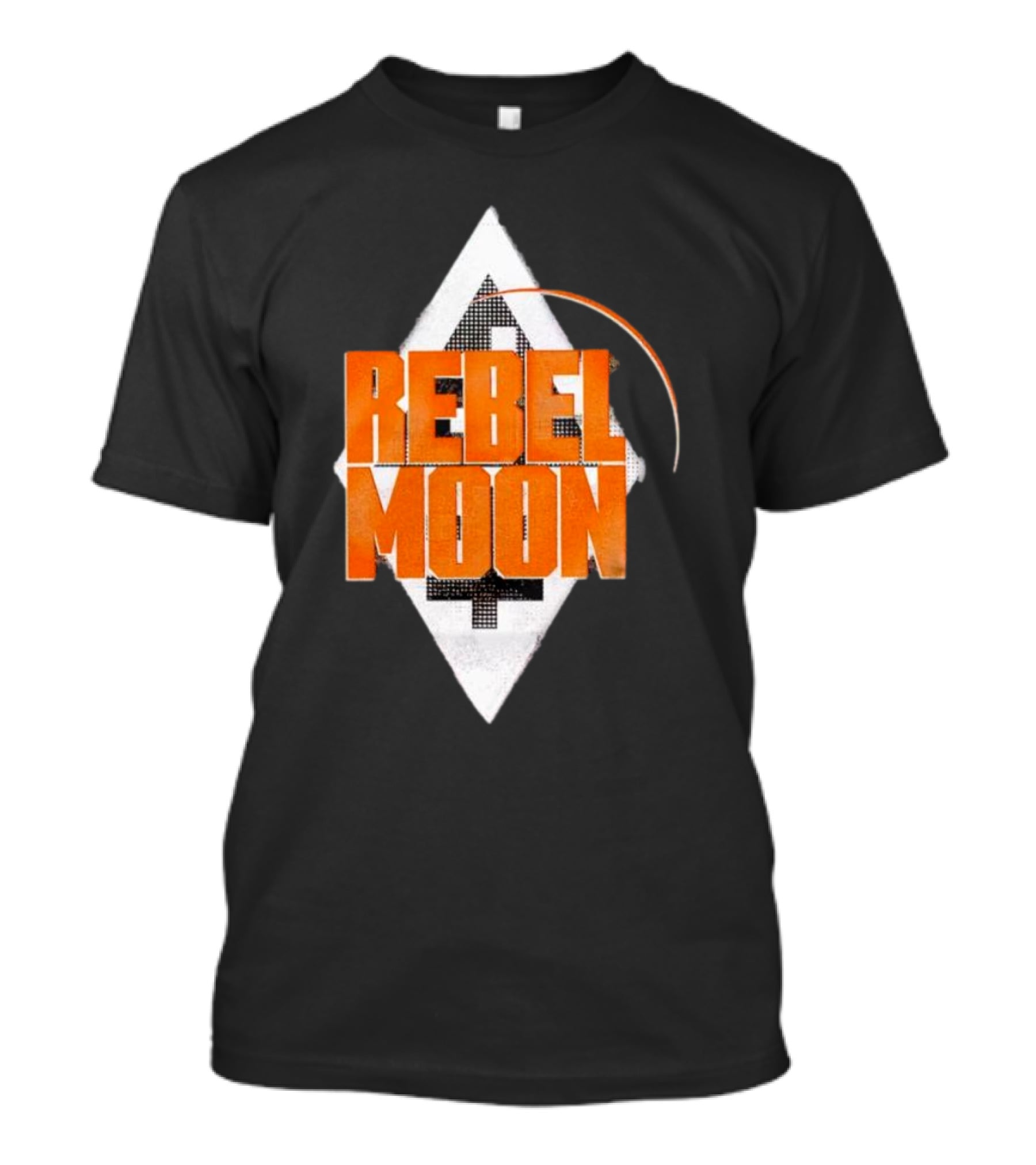 Rebel Moon Diamond Badge Icon Orange Text T-Shirt