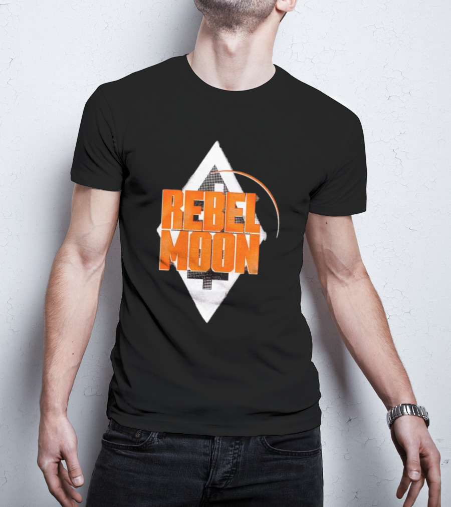 Rebel Moon Diamond Badge Icon Orange Text T-Shirt