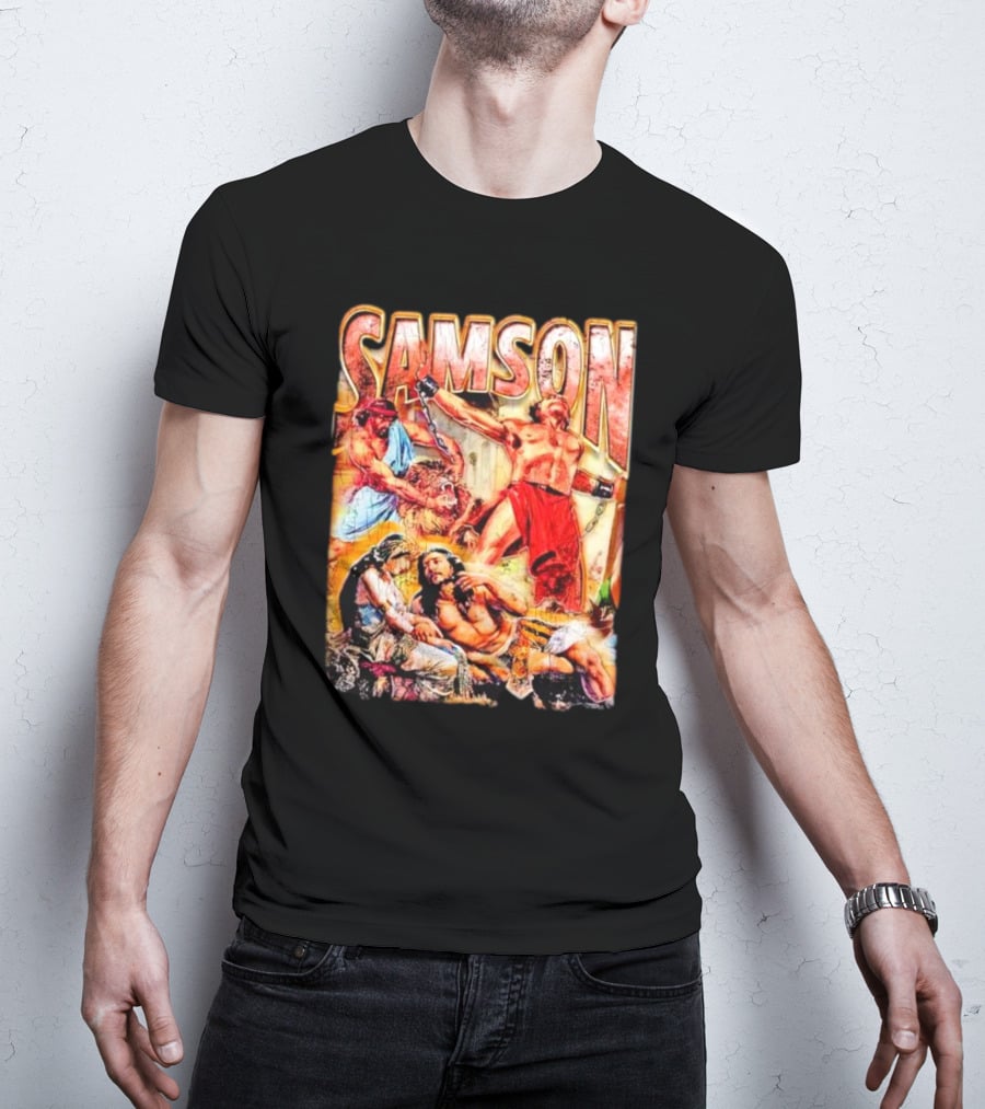 Samson Biblical Hero Epic Scene Vintage T-Shirt