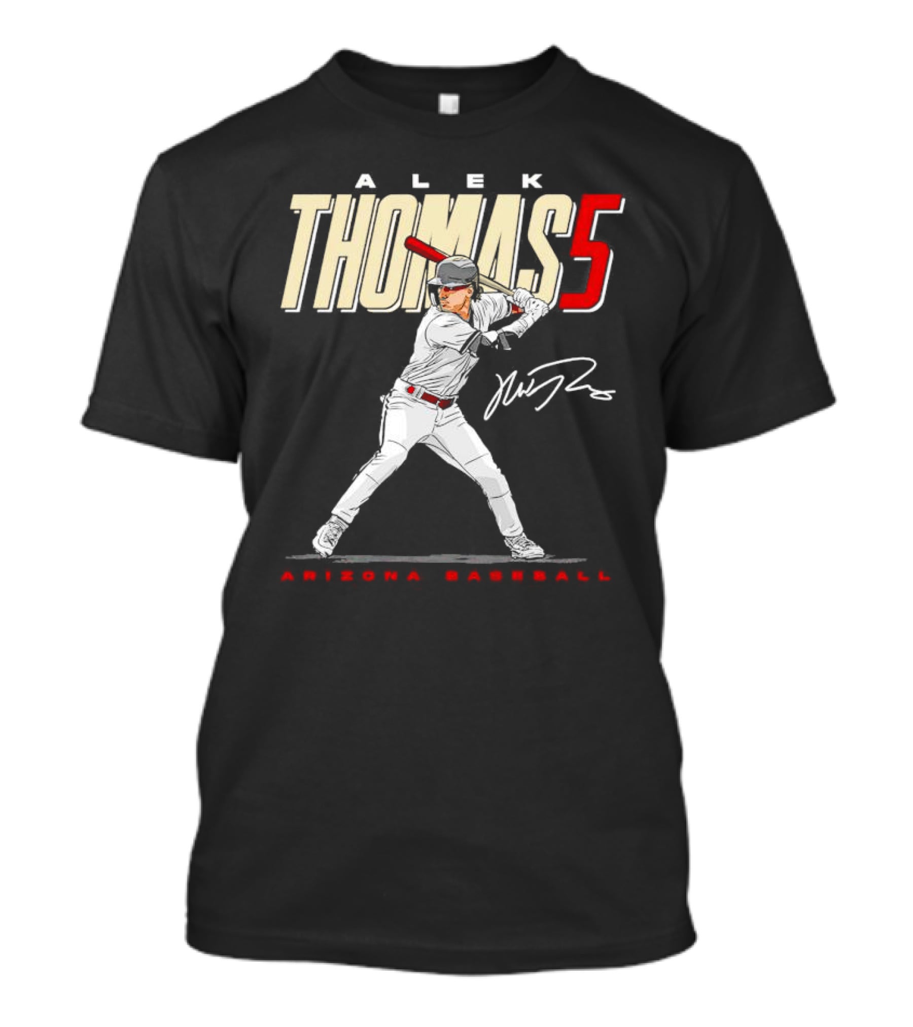 Alek Thomas Arizona Baseball 5 Hit The Ball Signature T-Shirt