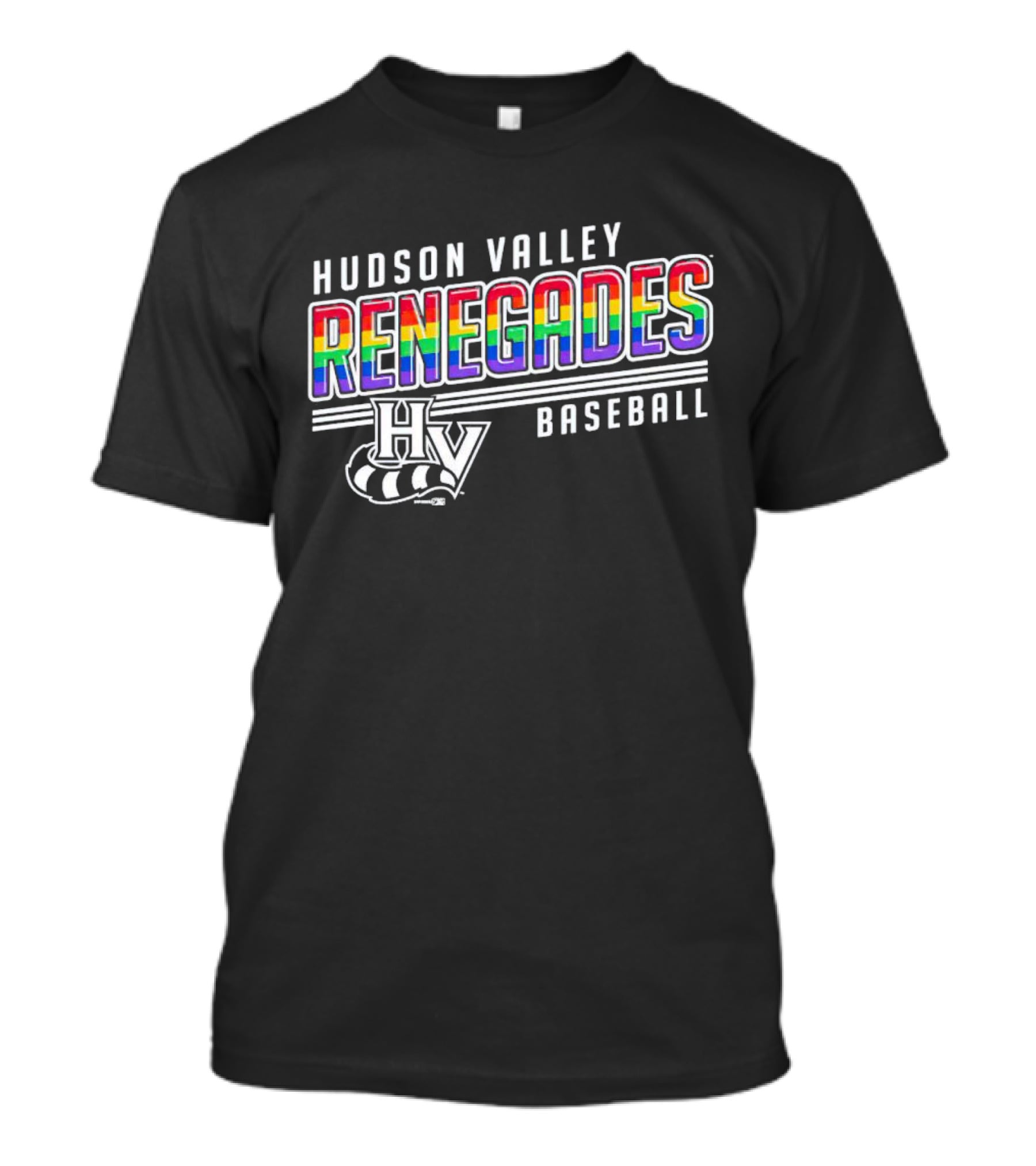 Hudson Valley Renegades Rainbow Pride Baseball HV T-Shirt