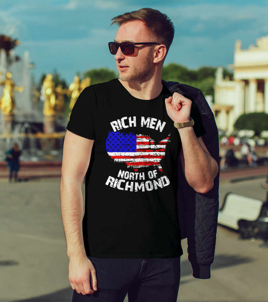 Rich Men North Of Richmond American Flag Map T-Shirt