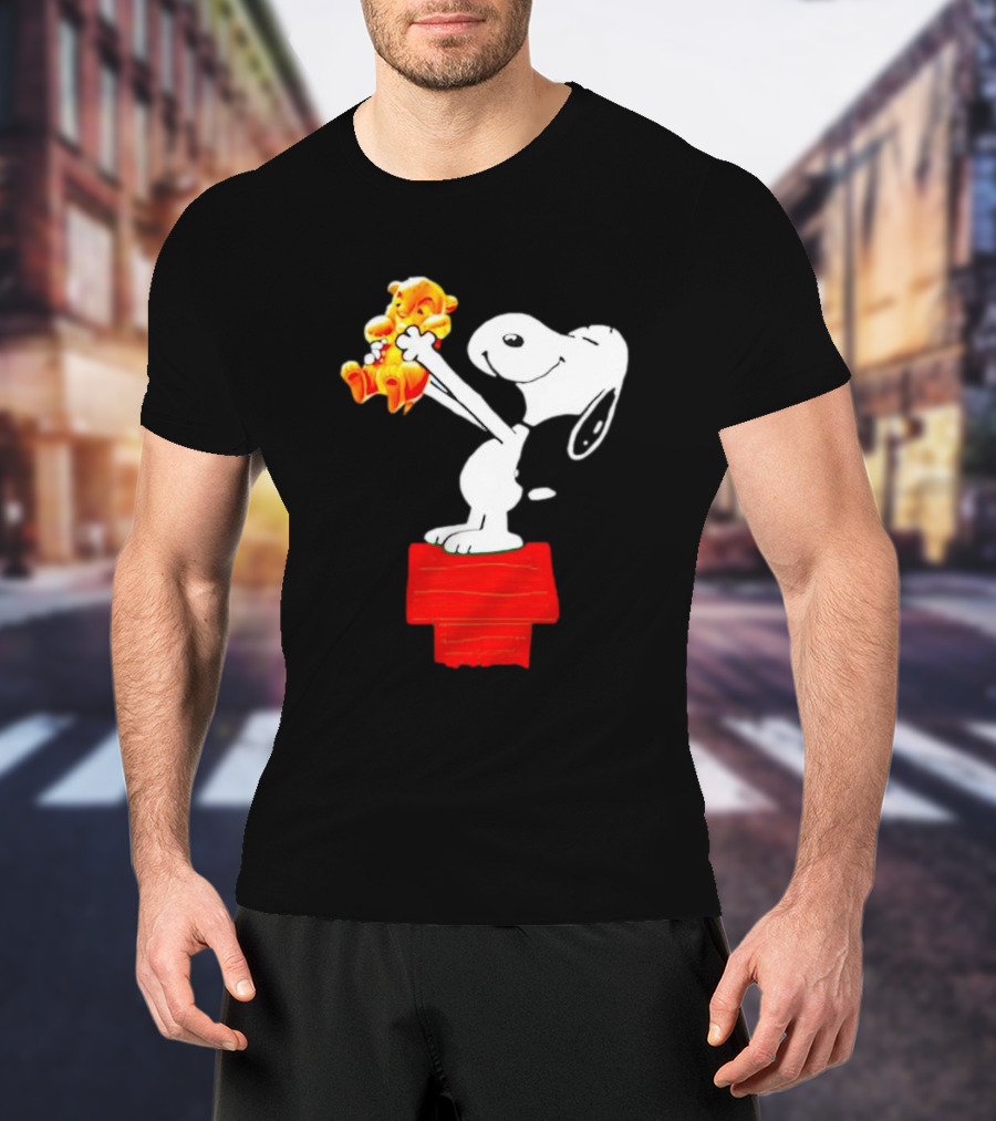 Snoopy Holding Simba From Lion King Scene T-Shirt
