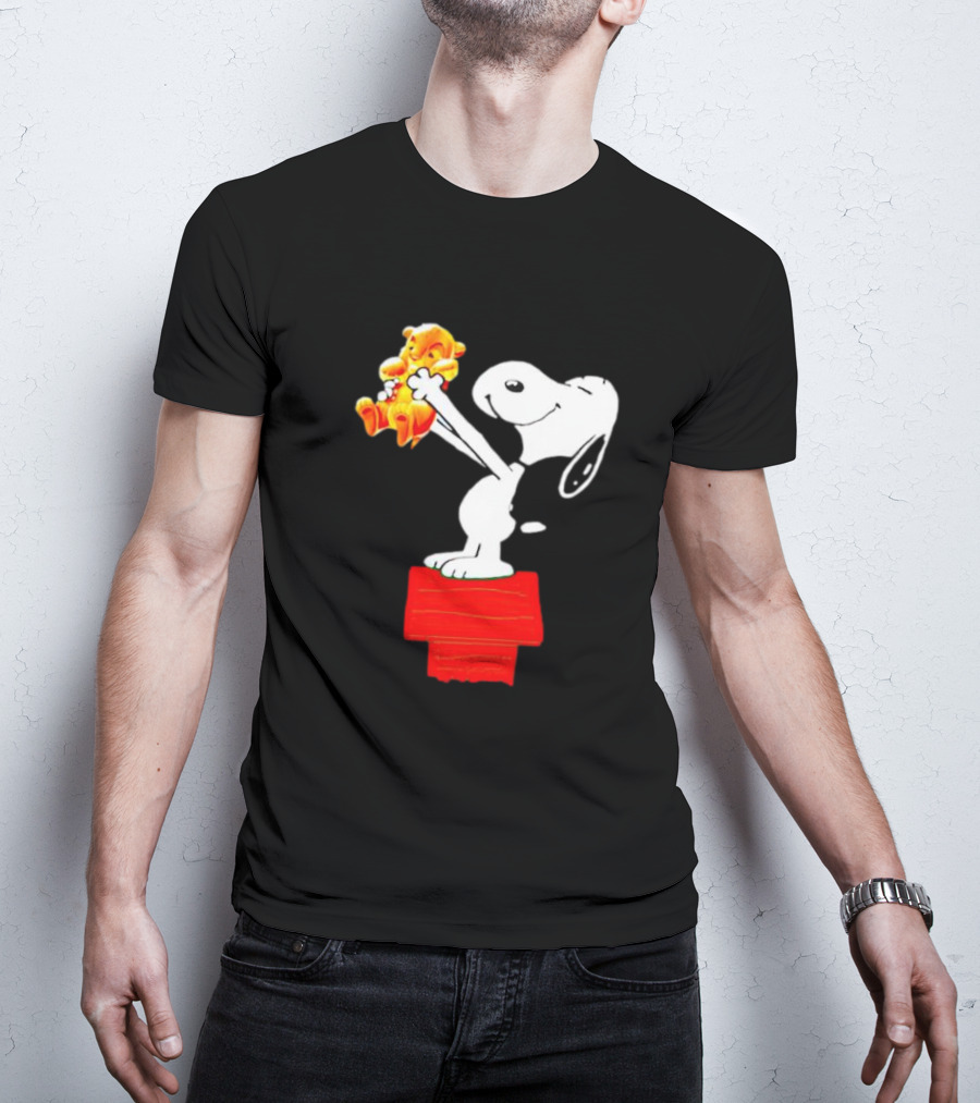 Snoopy Holding Simba From Lion King Scene T-Shirt