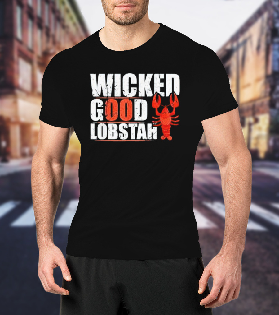 Wicked Good Lobstah Lobster Maine New England Phrase T-Shirt