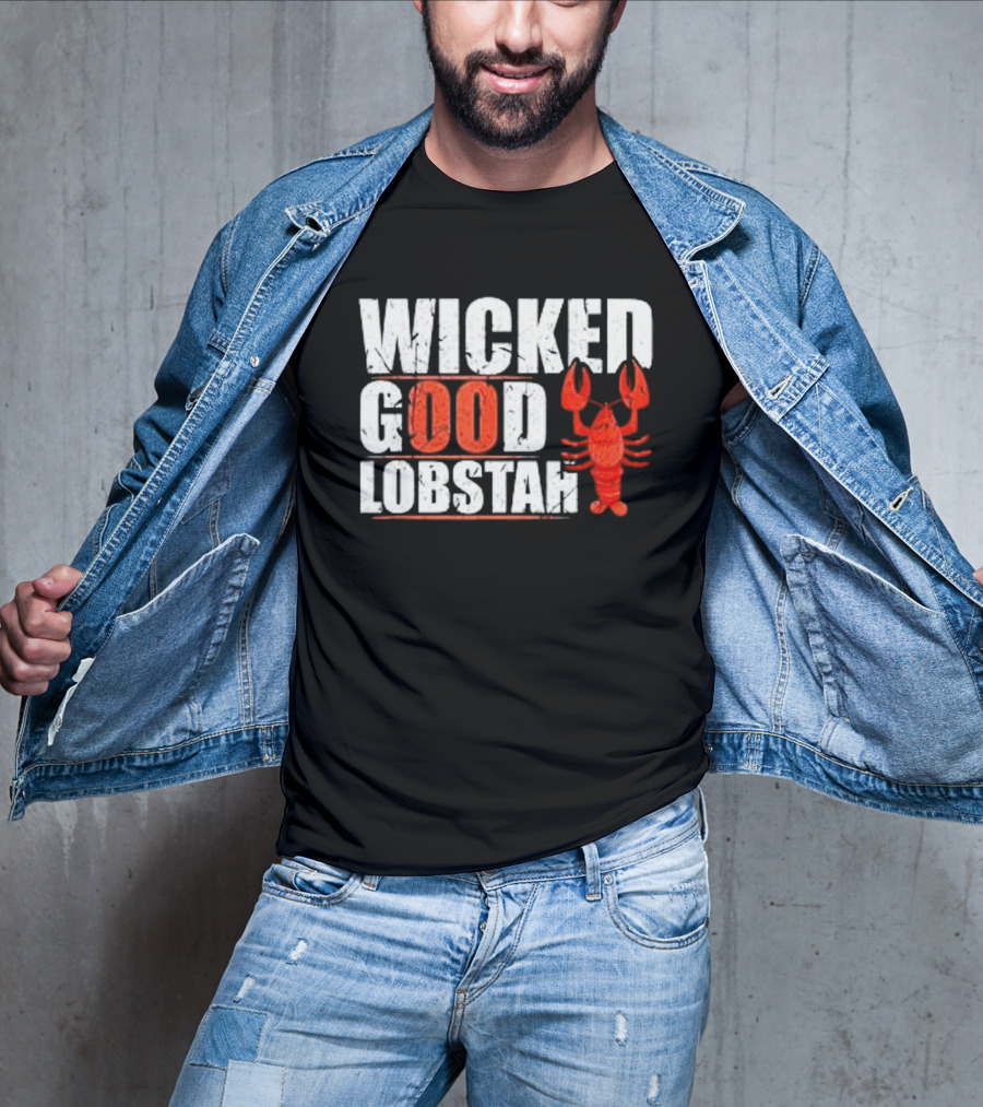 Wicked Good Lobstah Lobster Maine New England Phrase T-Shirt