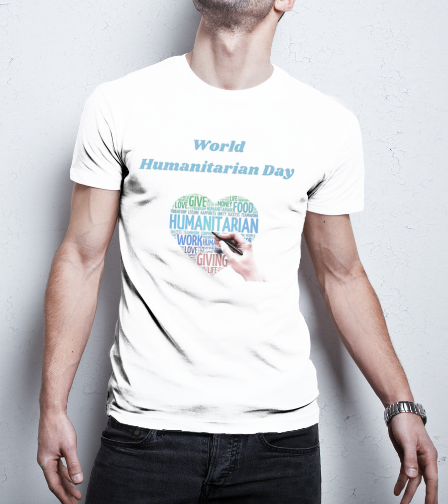 World Humanitarian Day Humanitarian Heart Word Cloud T-Shirt