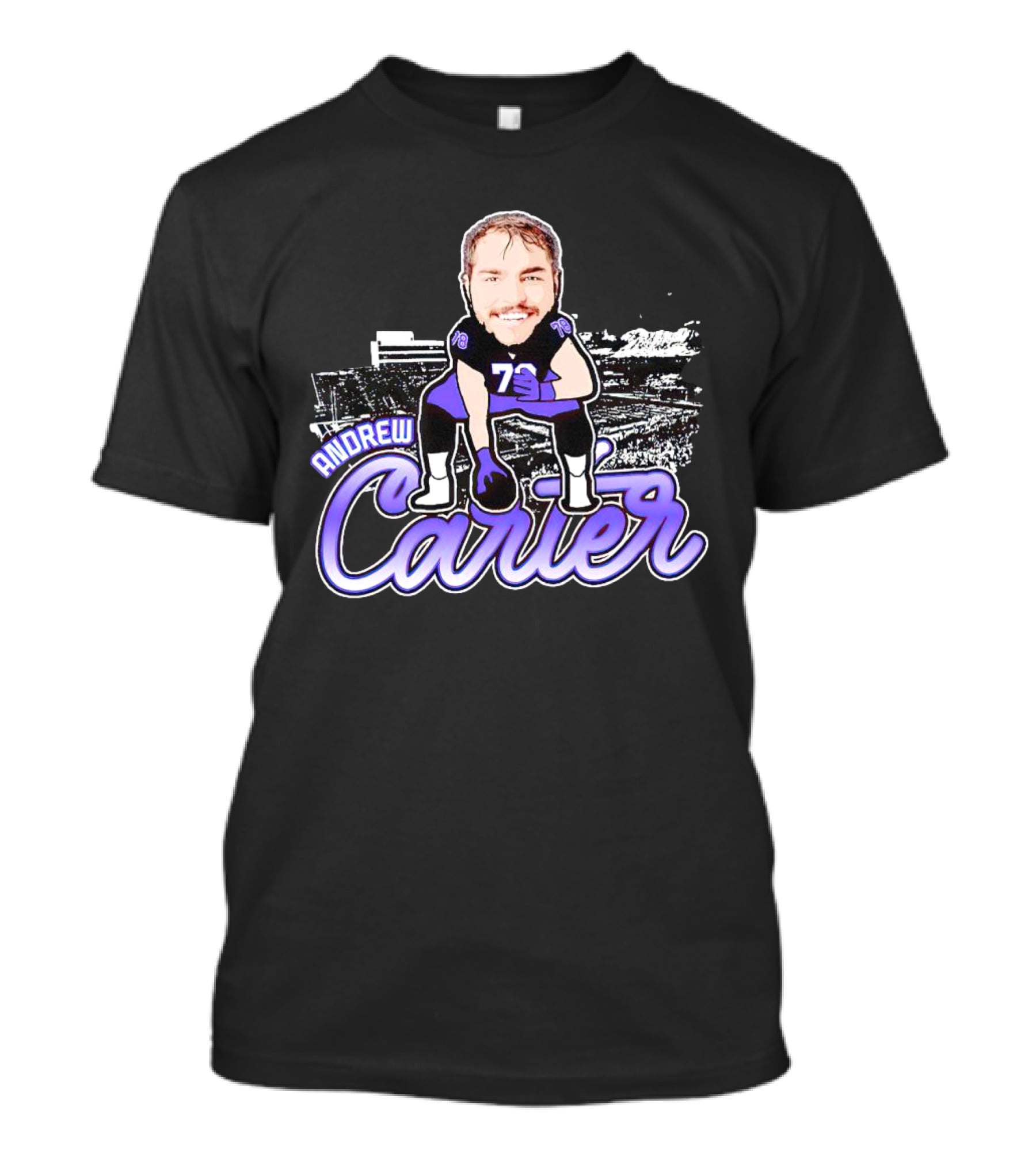 Andrew Carter Caricature Football Player Signature T-Shirt