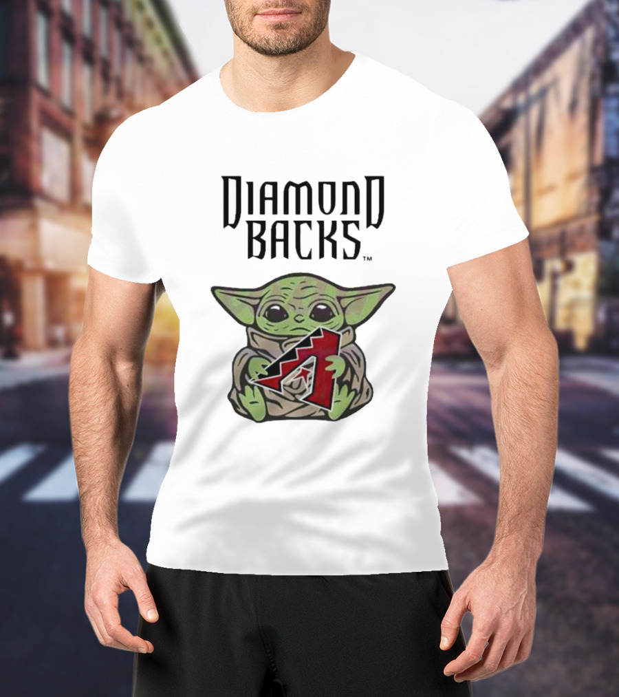 Diamondbacks Baby Yoda Hugging T-Shirt