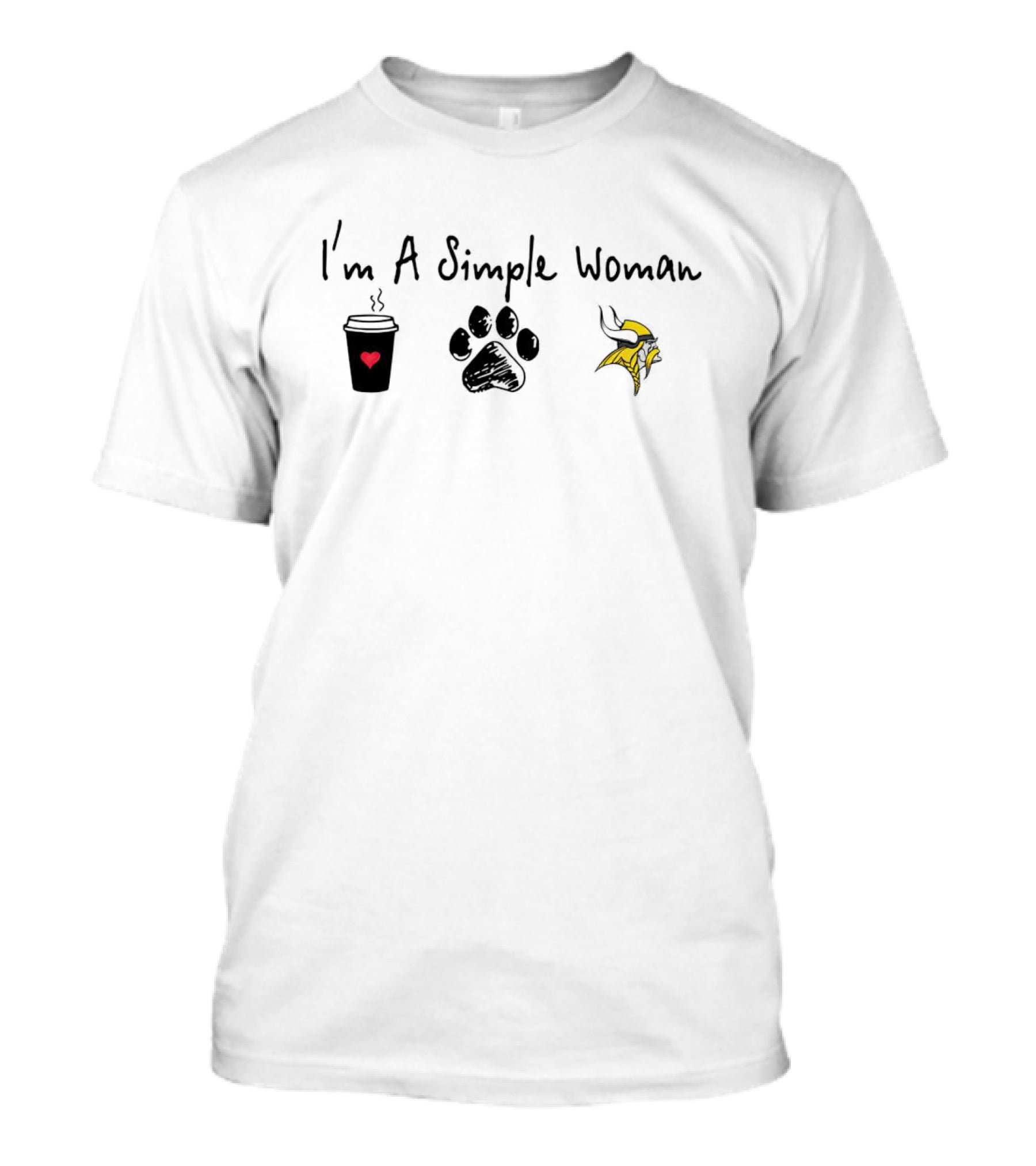 I’m A Simple Woman Coffee Paw Vikings Skull Helmet T-Shirt