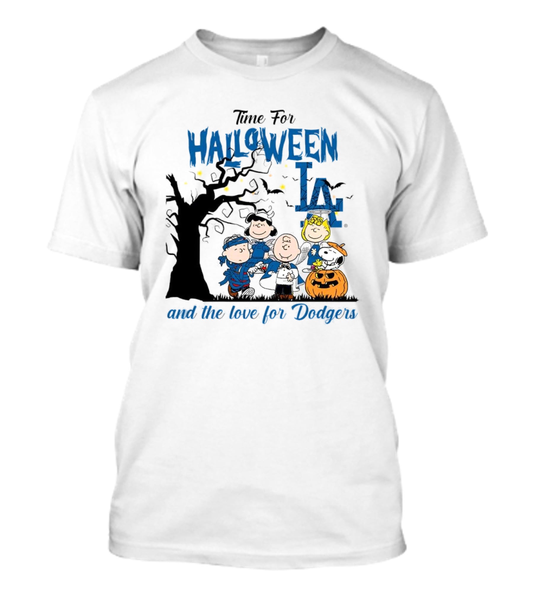 Time For Halloween LA And The Love For Dodgers Peanuts Characters T-Shirt