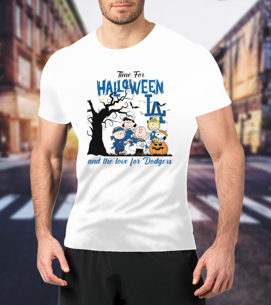 Time For Halloween LA And The Love For Dodgers Peanuts Characters T-Shirt