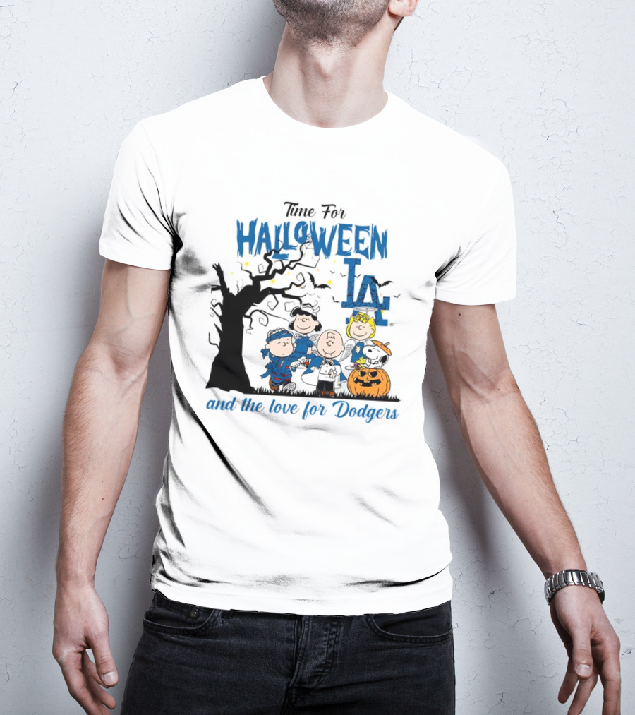 Time For Halloween LA And The Love For Dodgers Peanuts Characters T-Shirt