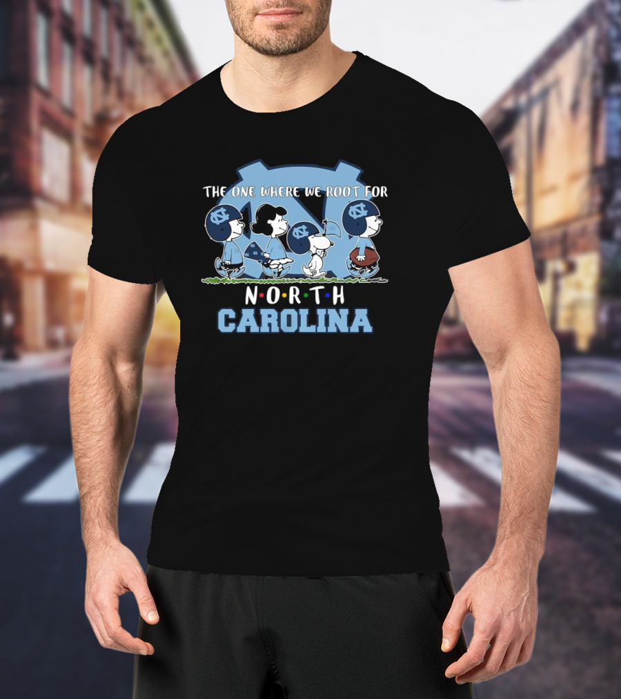 Peanuts Characters Rooting For North Carolina Tar Heels With UNC Helmets T-Shirt