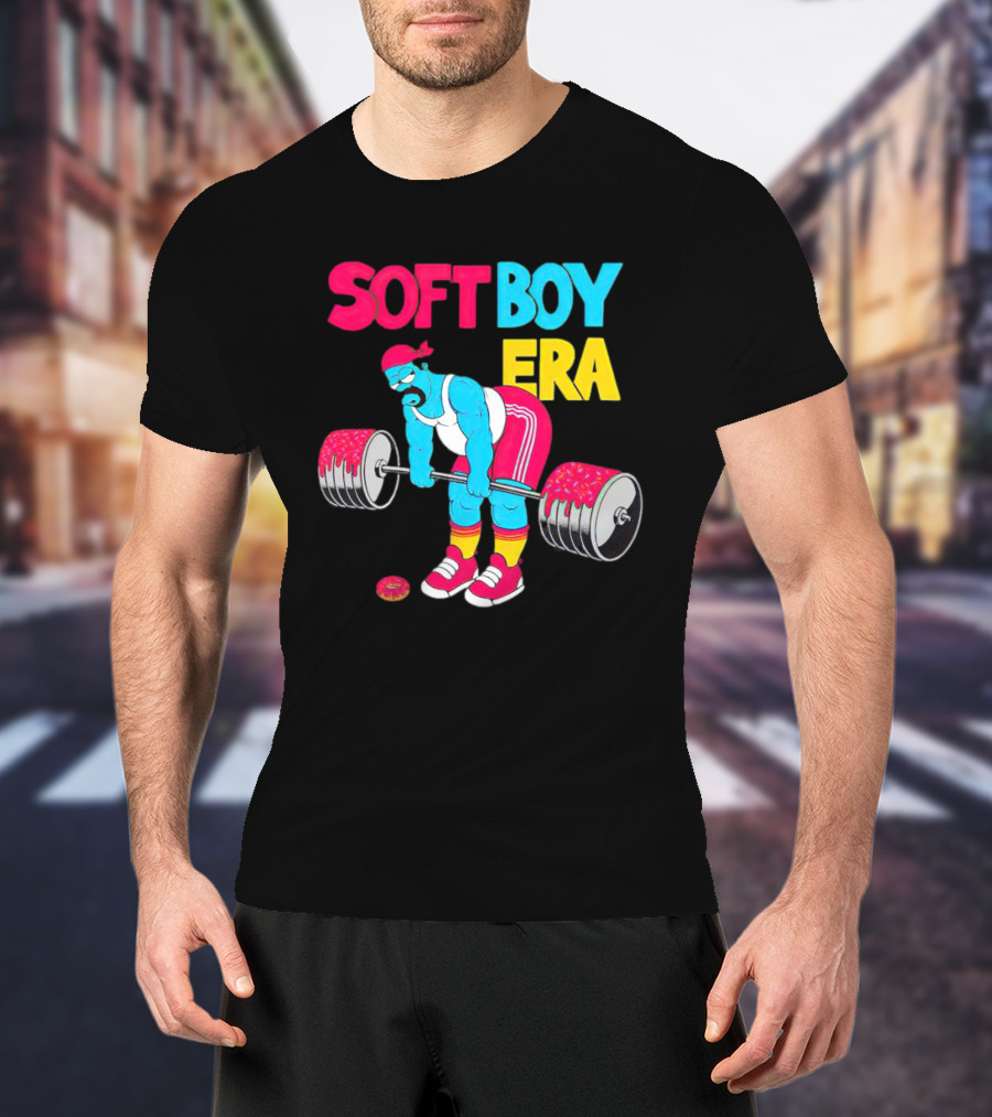 Soft Boy Era Donut Weightlifting Cartoon T-Shirt