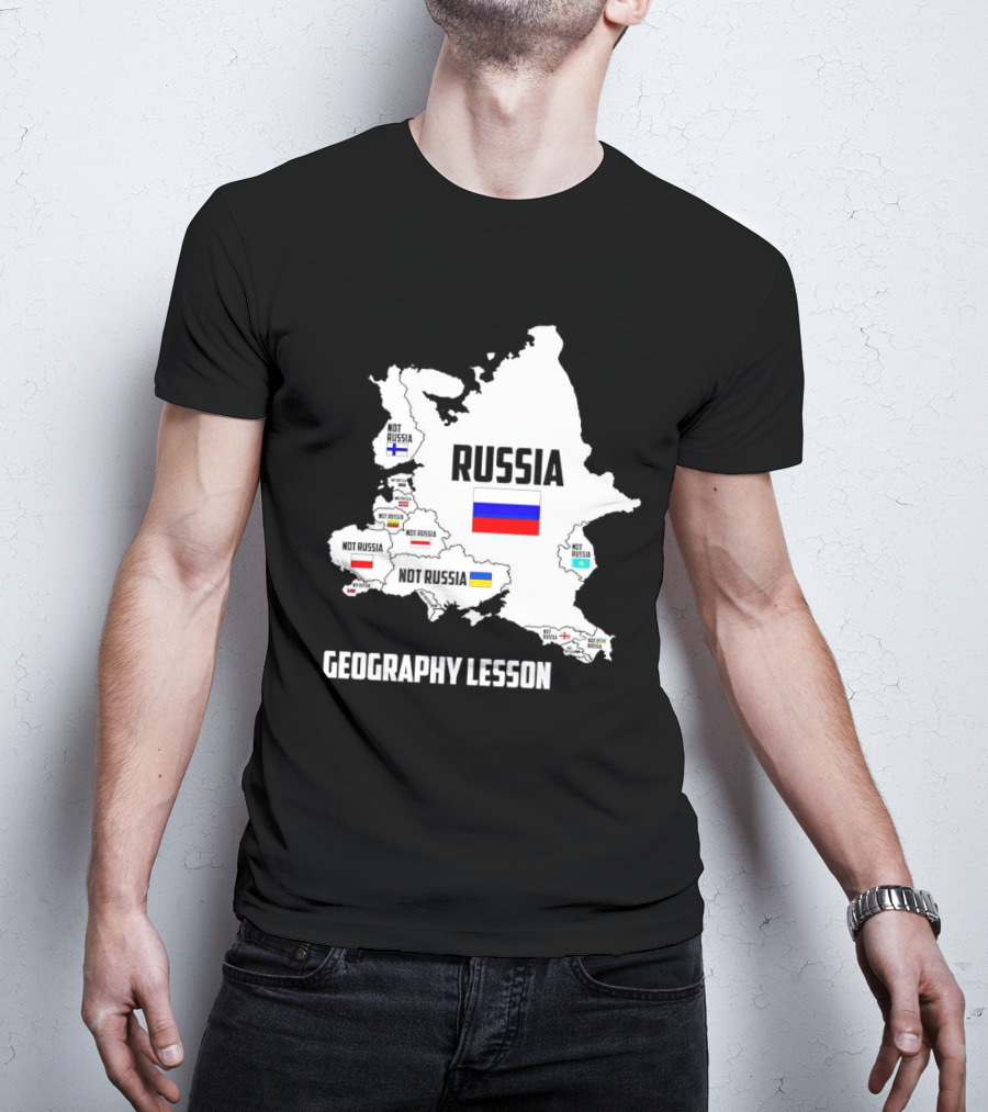 Geography Lesson Not Russia Map With Flags T-Shirt