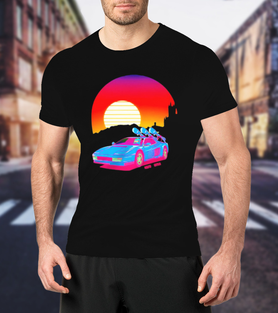 NAFO Crimea Sunset Neon Retro Car At Vibrant Skyline T-Shirt