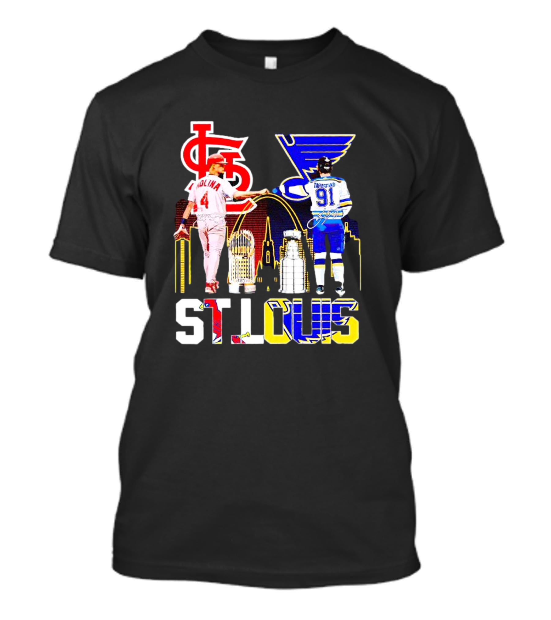 St. Louis Cardinals Molina Blues Tarasenko Skyline Arch T-Shirt