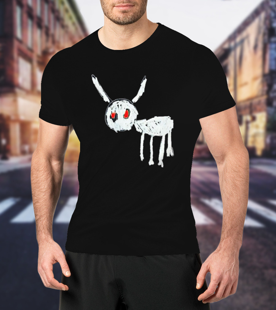 Adonis For All The Dogs With White Abstract Creature Sketch With Red Eyes T-Shirt