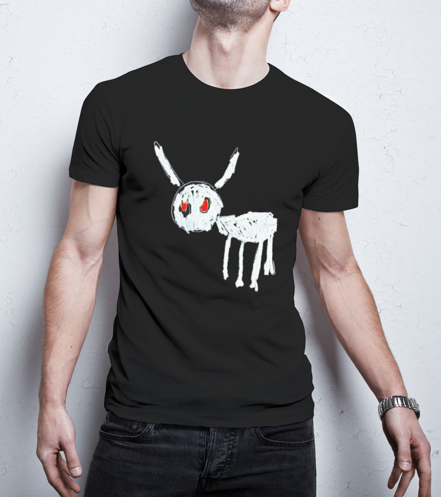 Adonis For All The Dogs With White Abstract Creature Sketch With Red Eyes T-Shirt