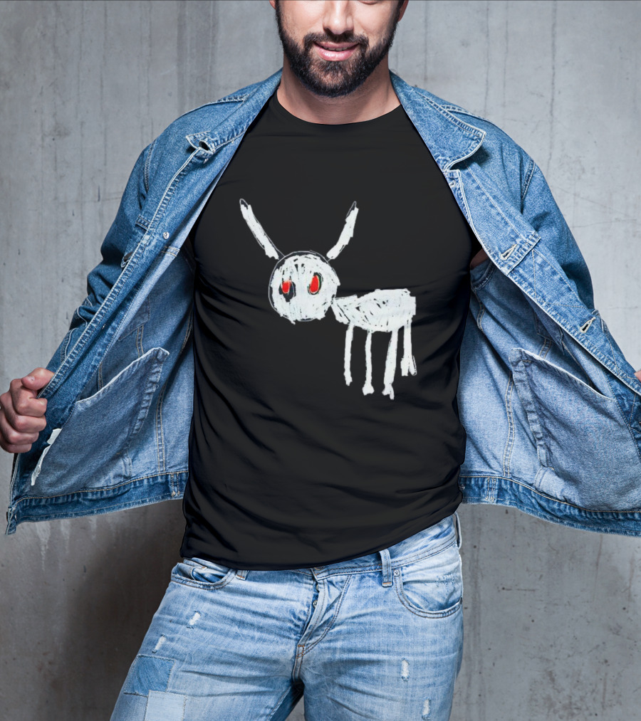 Adonis For All The Dogs With White Abstract Creature Sketch With Red Eyes T-Shirt
