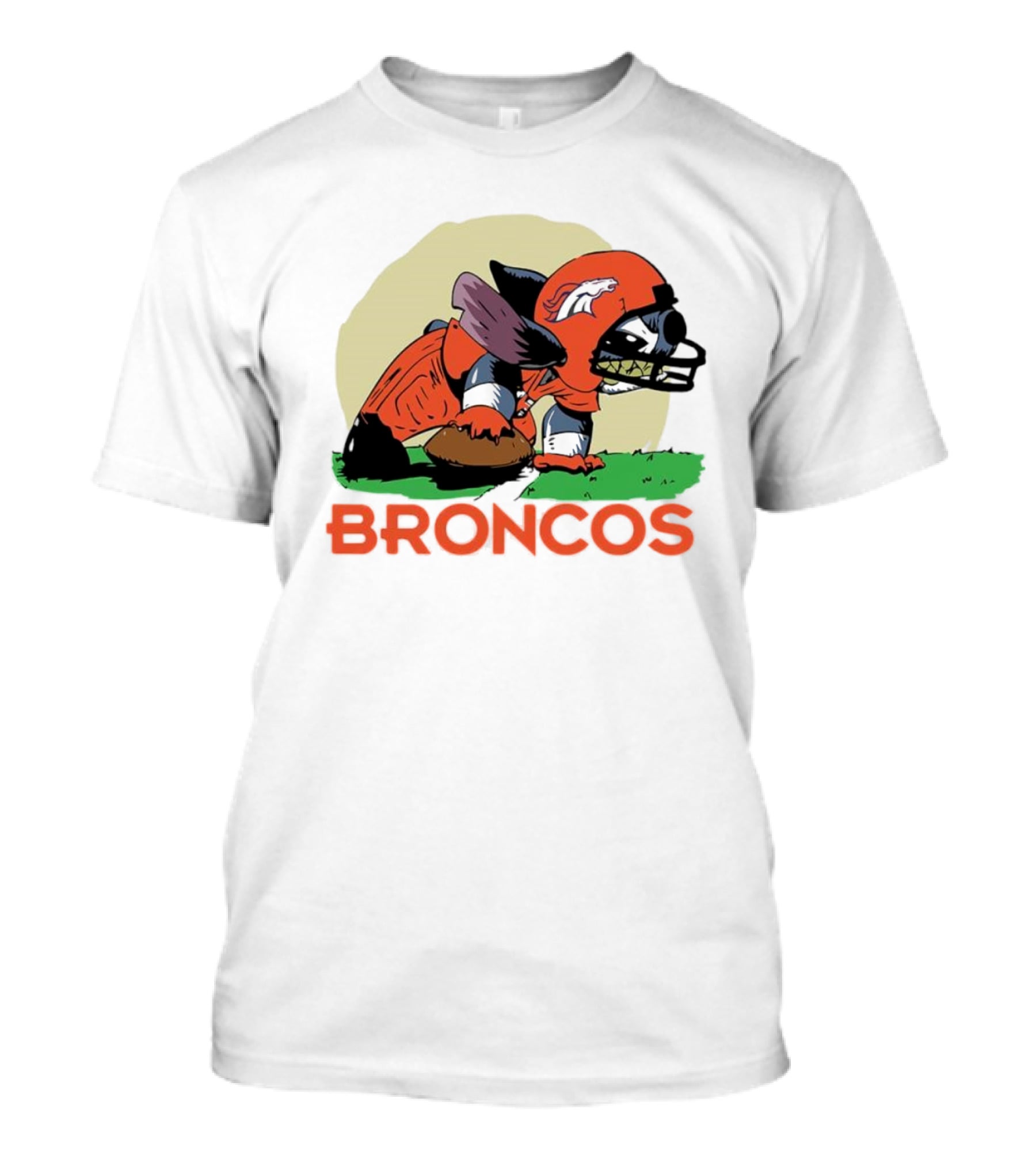 Angry Stitch NFL Football Broncos Helmet Rugged Player T-Shirt