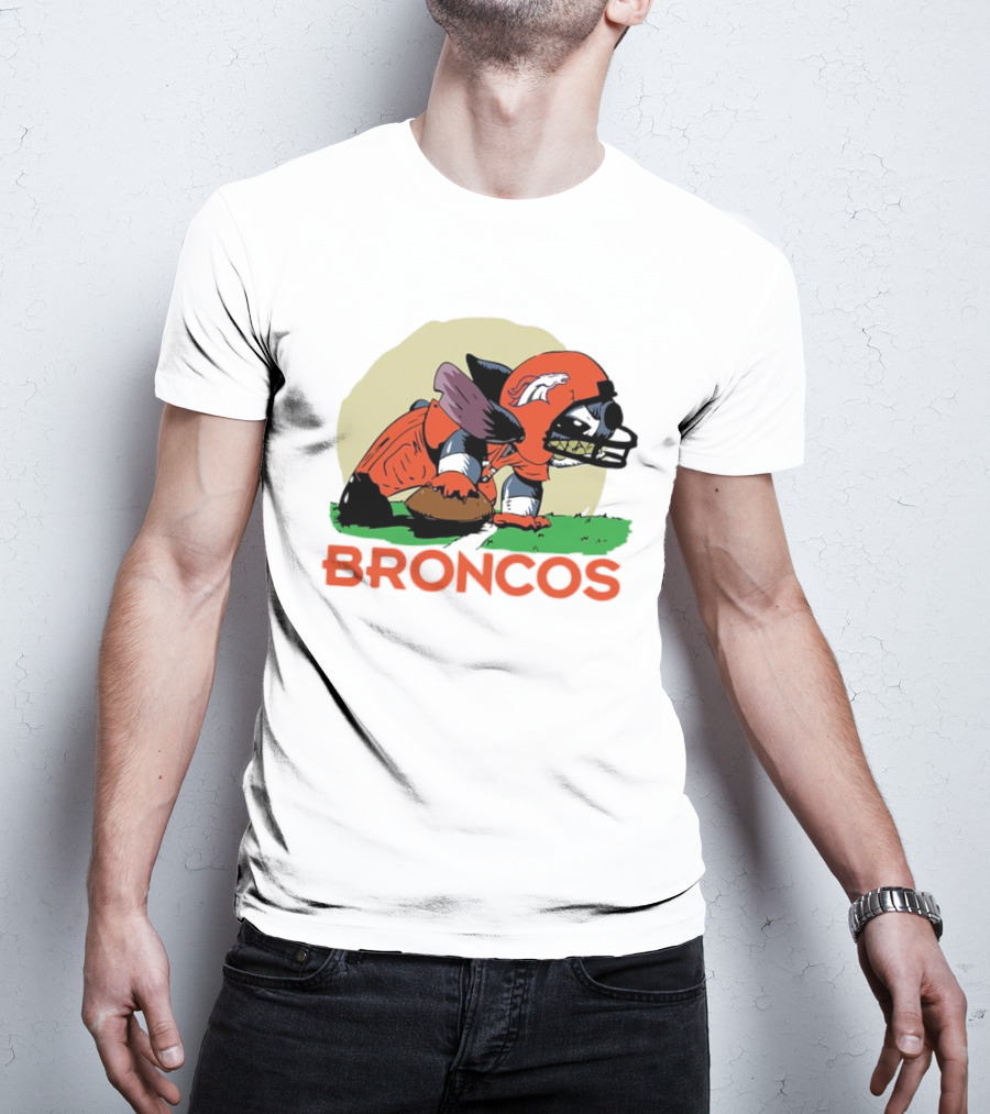 Angry Stitch NFL Football Broncos Helmet Rugged Player T-Shirt