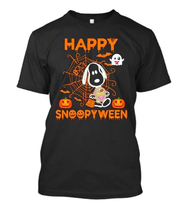Happy Snoopyween Trick Or Treat Spooky Ghosts Pumpkins And Spider Webs T-Shirt