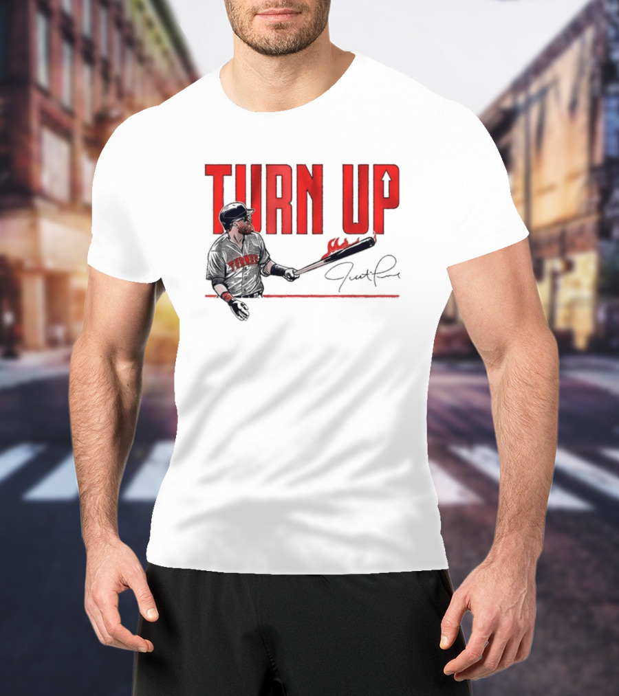 Justin Turner Baseball Turn Up Fire Bat Signature T-Shirt