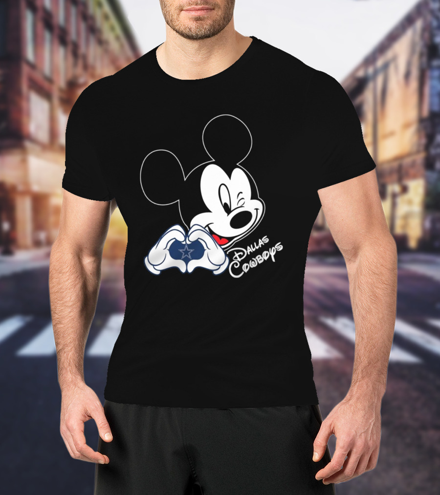 Dallas Cowboys Mickey Mouse Heart Star Fandom T-Shirt