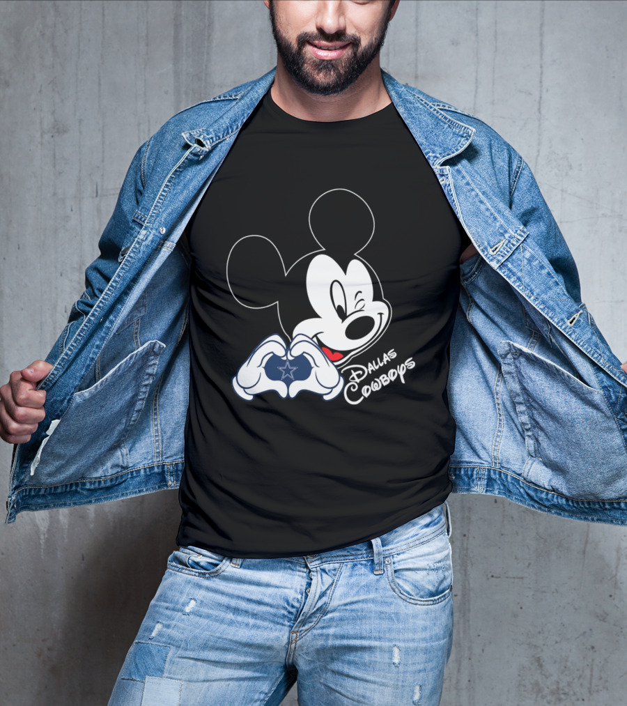 Dallas Cowboys Mickey Mouse Heart Star Fandom T-Shirt