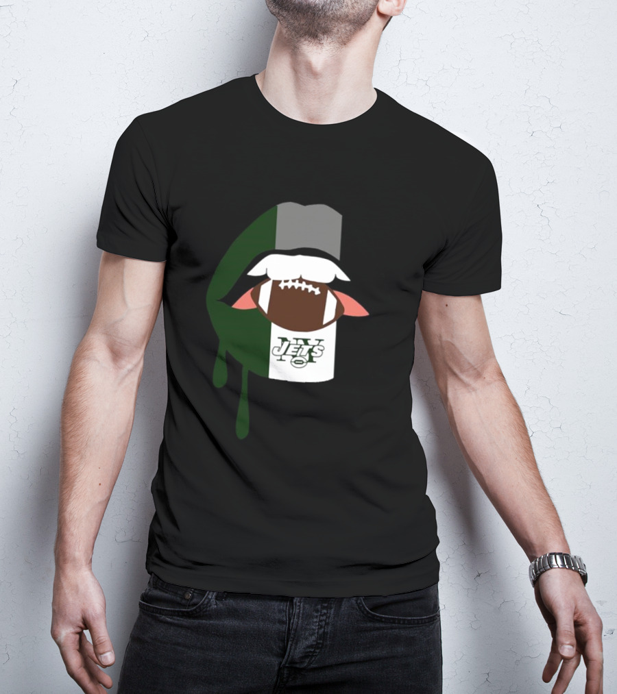 Jets Lips Football Drip New York T-Shirt