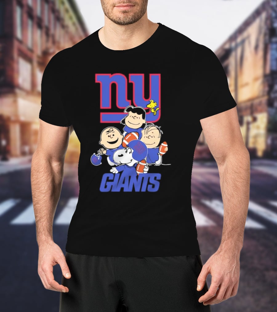 NY Giants Peanuts Characters Football T-Shirt