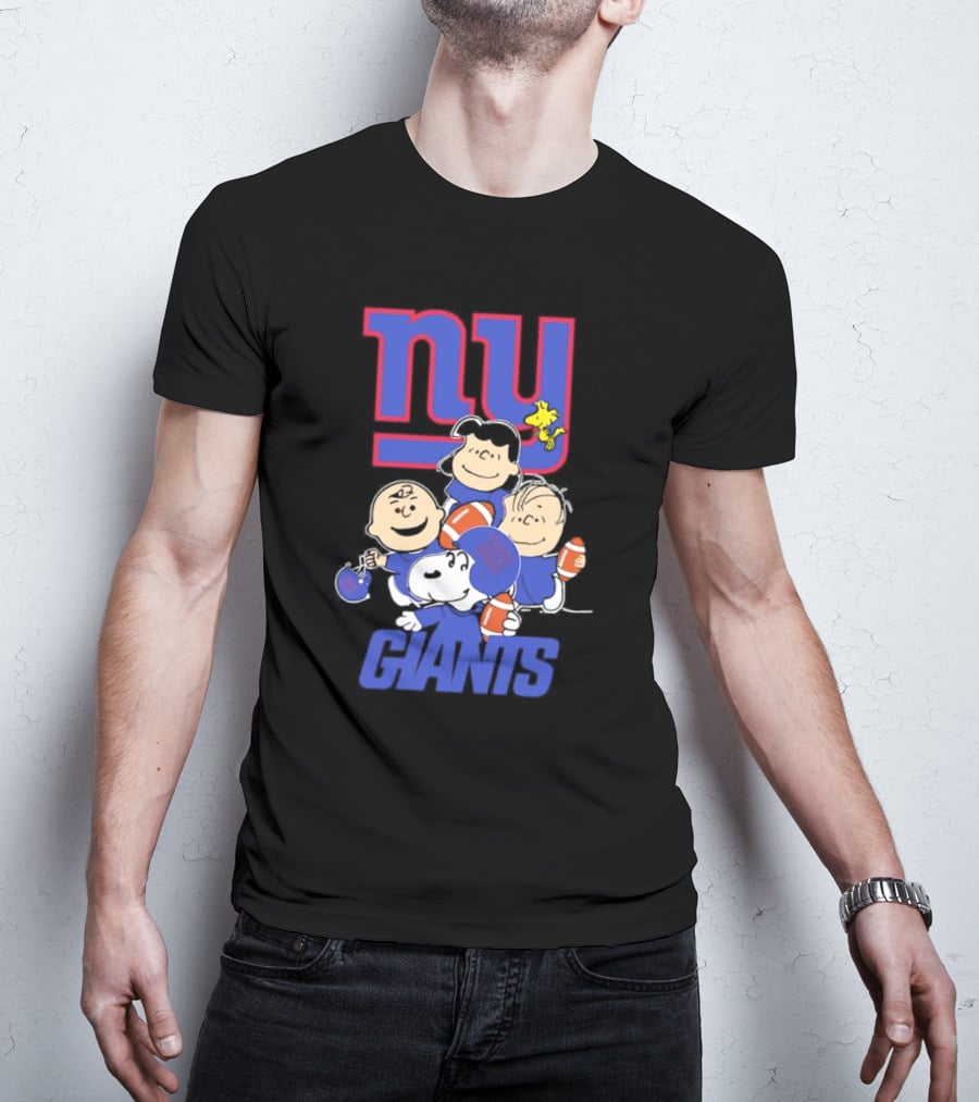NY Giants Peanuts Characters Football T-Shirt
