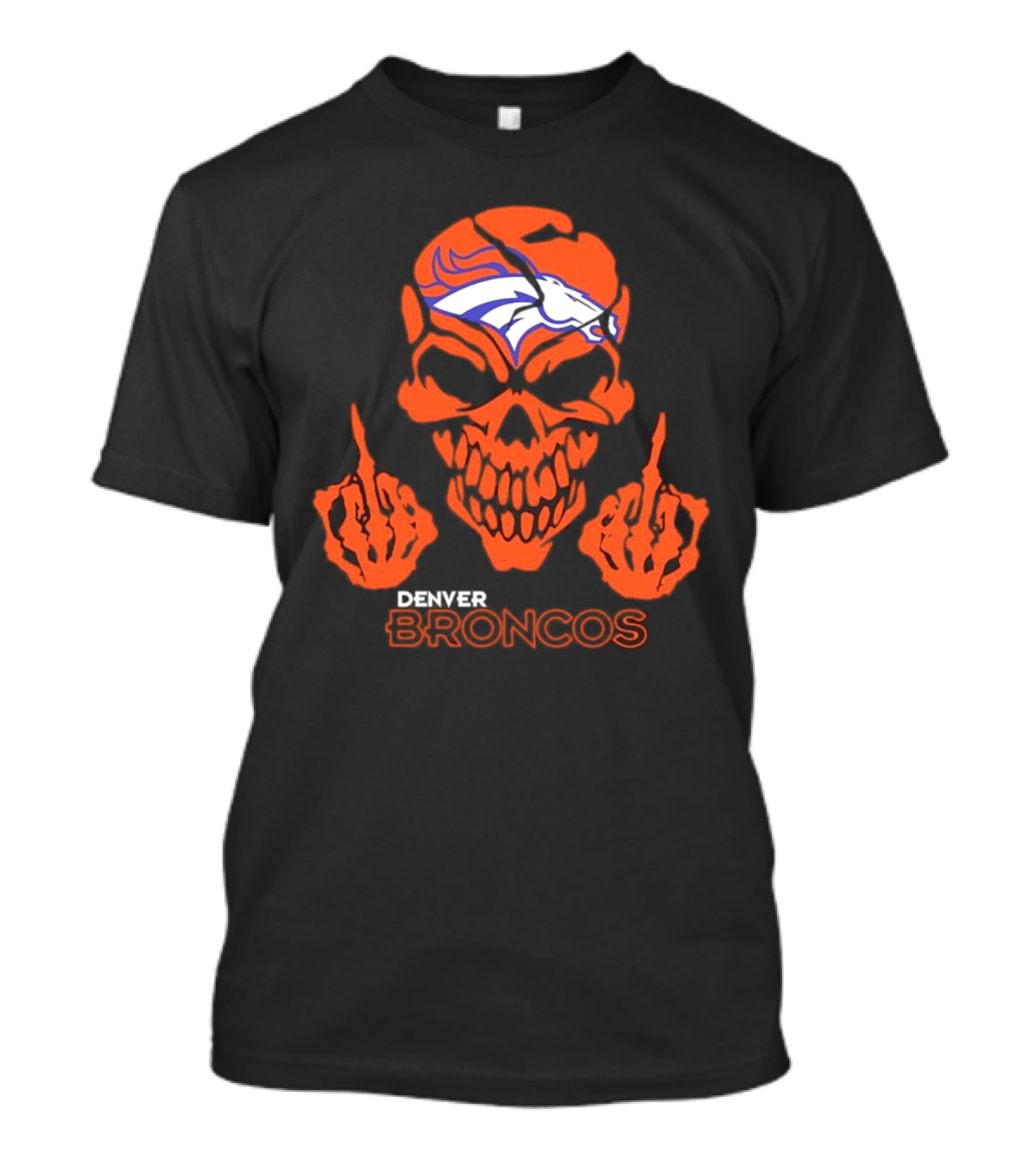 Denver Broncos Skull Middle Finger Iconic T-Shirt