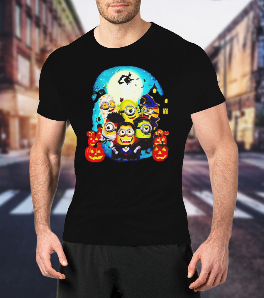 Minion Halloween Trick Or Treat With Spooky Theme And Pumpkins T-Shirt