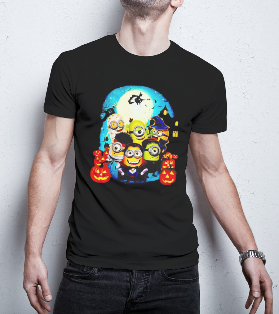 Minion Halloween Trick Or Treat With Spooky Theme And Pumpkins T-Shirt