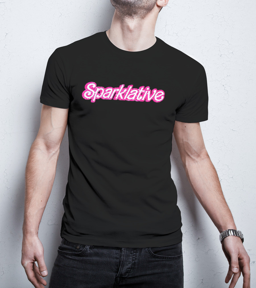 Barbie Sparklative Text In Pink Glitter T-Shirt