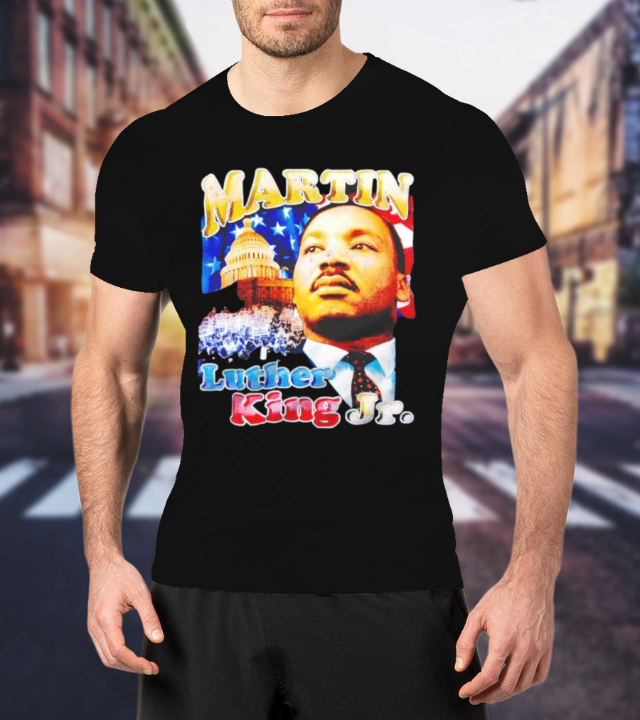 Martin Luther King Jr Vintage 90s American Flag Capitol T-Shirt