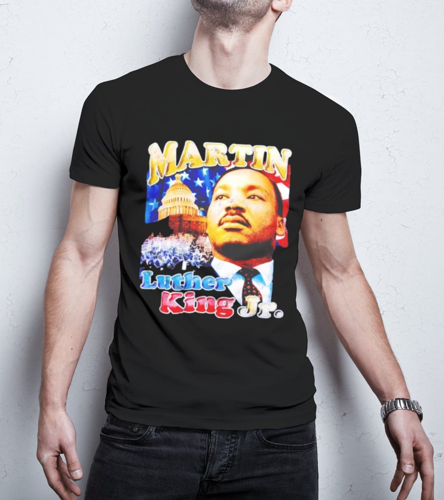 Martin Luther King Jr Vintage 90s American Flag Capitol T-Shirt