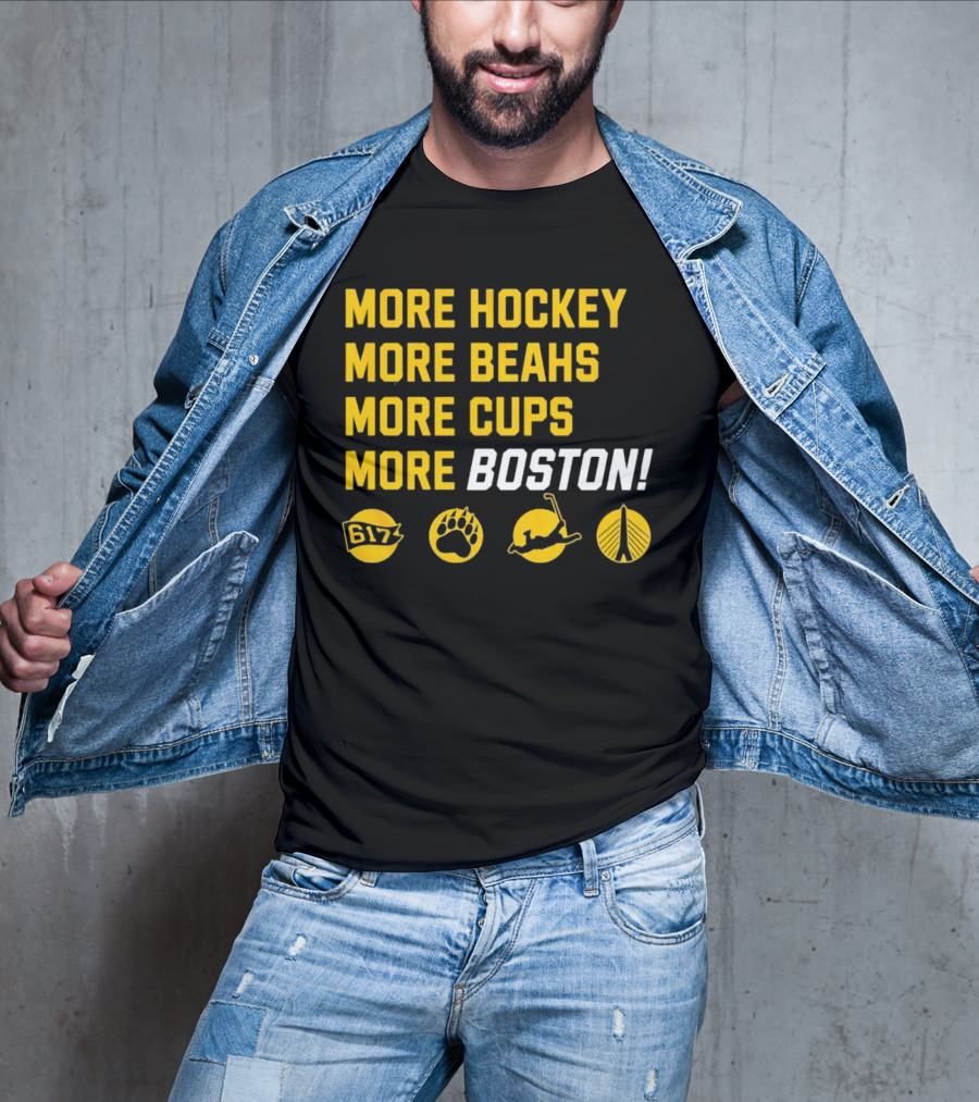 More Hockey More Beahs More Cups More Boston 617 Bear Claw Skater Bridge T-Shirt