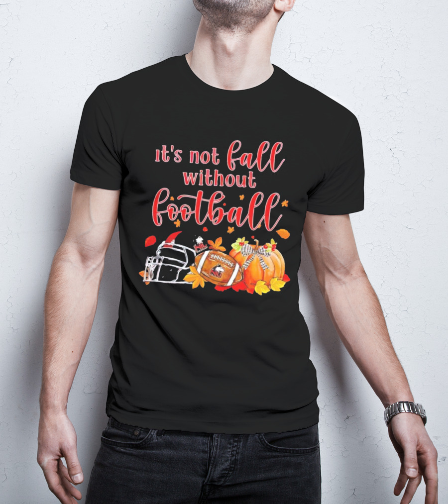 Northern Illinois Huskies It's Not Fall Without Football Helmet Pumpkin Leaves T-Shirt